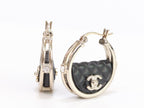 Double C black hoops in pale gold finish
