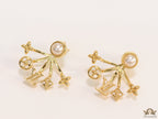 Gold plated detachable pearl tops earrings with various charms