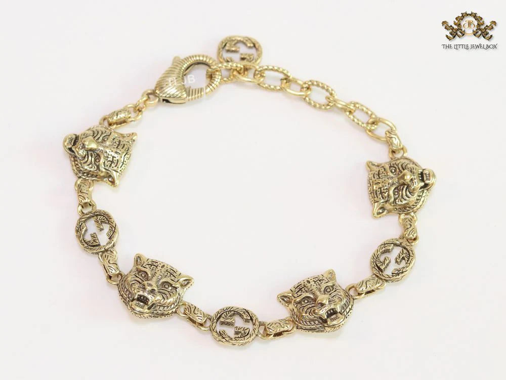 Tiger face antique bracelet