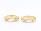 Double F hoops in gold finish with cz