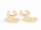 Alphabet B interlocked hoops in gold finish