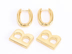 Alphabet B interlocked hoops in gold finish