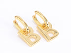 Alphabet B interlocked hoops in gold finish