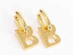 Alphabet B interlocked hoops in gold finish