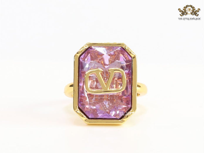 Open V purple stone ring