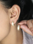 Alphabet D white hoops with gold detaling