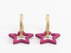 Pink star interlocked hoop in gold finish