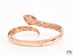 Top open snake bracelet in black enamel with rose gold plated details and cubic zirconia stones head