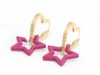 Pink star interlocked hoop in gold finish