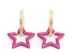 Pink star interlocked hoop in gold finish