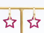 Pink star interlocked hoop in gold finish