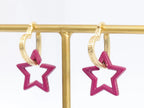 Pink star interlocked hoop in gold finish