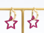 Pink star interlocked hoop in gold finish