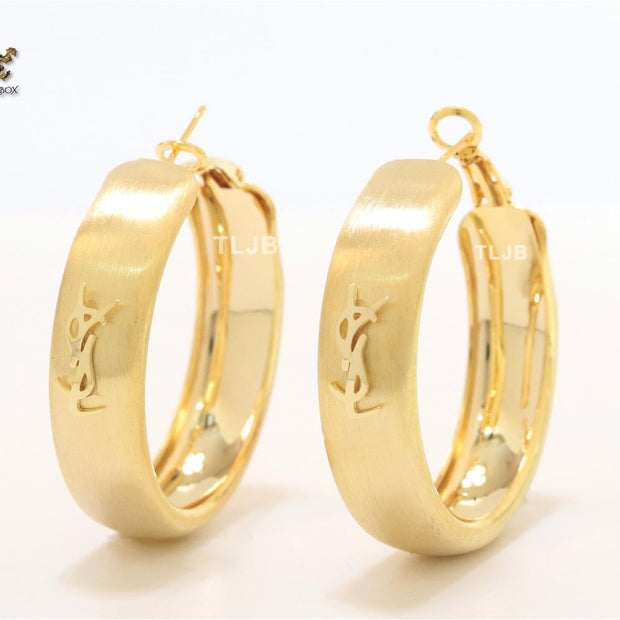 Alphabet  Y & L  matt gold hoops