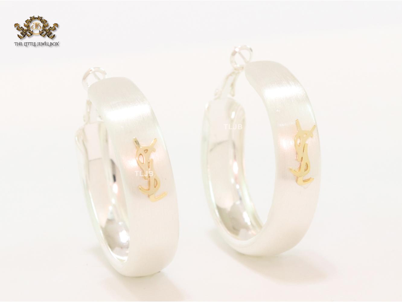 Alphabet Y & L silver matt hoops