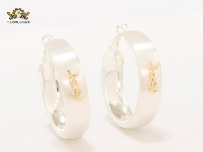Alphabet Y & L silver matt hoops