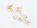 Alphabet C and D dangling pearl studs with CZ