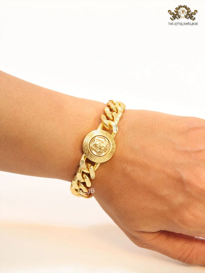 Medusa gold link chain bracelet