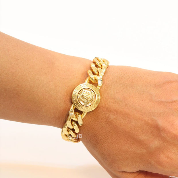 Medusa gold link chain bracelet