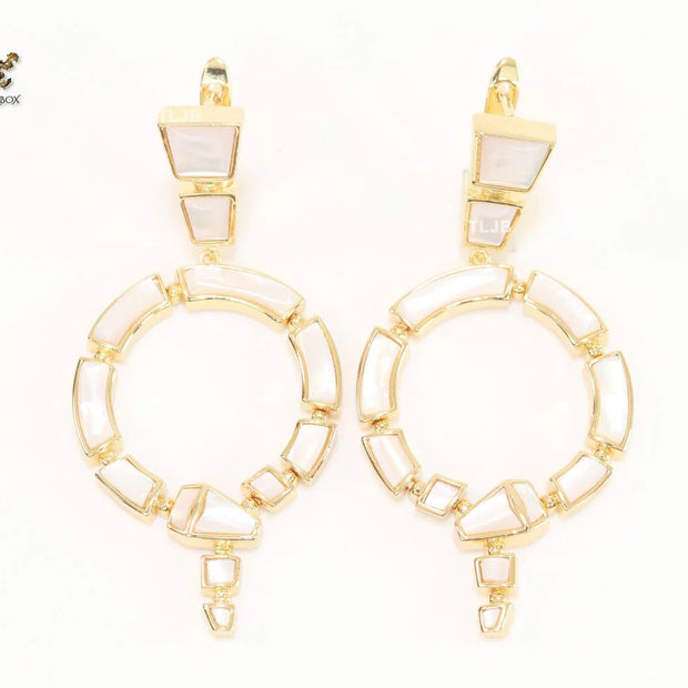 White & gold MOP statement dangles