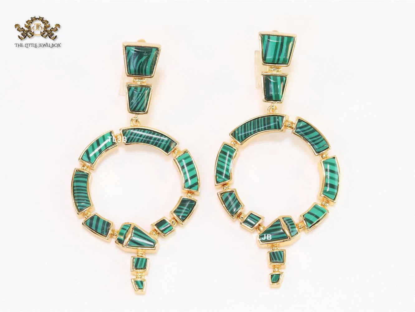 Green & gold MOP statement dangles