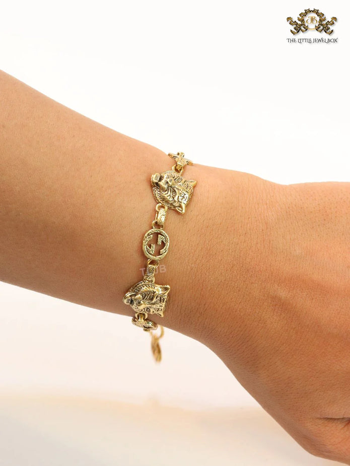 Tiger face antique bracelet