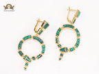 Green & gold MOP statement dangles