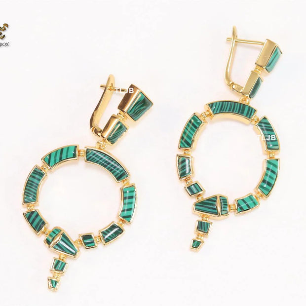 Green & gold MOP statement dangles