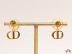 Golden pearl bomber earrings with alphabet initial drops