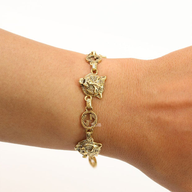 Tiger face antique bracelet
