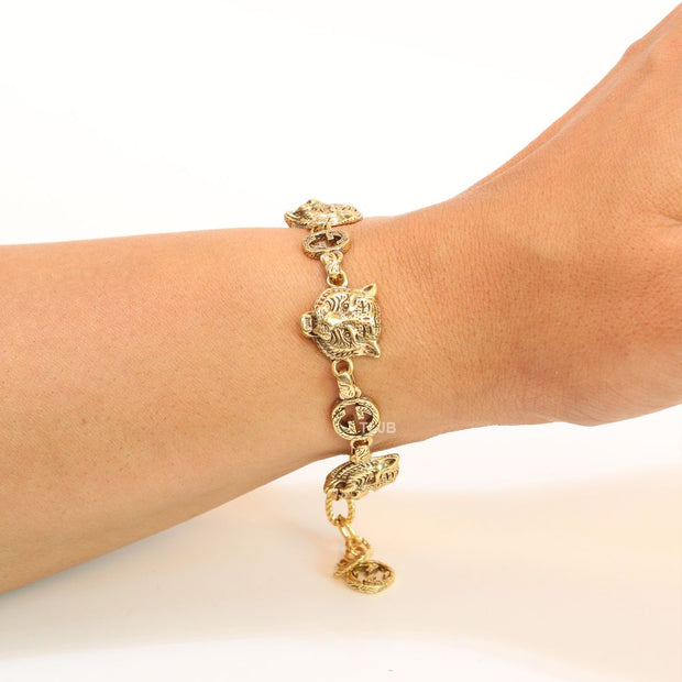 Tiger face antique bracelet