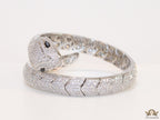 Cubic zirconia stones snake bracelet with platinum plated details black cubic zirconia stone details