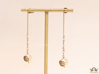 Gold plated ball and chain pattern twin G dangles with pearl