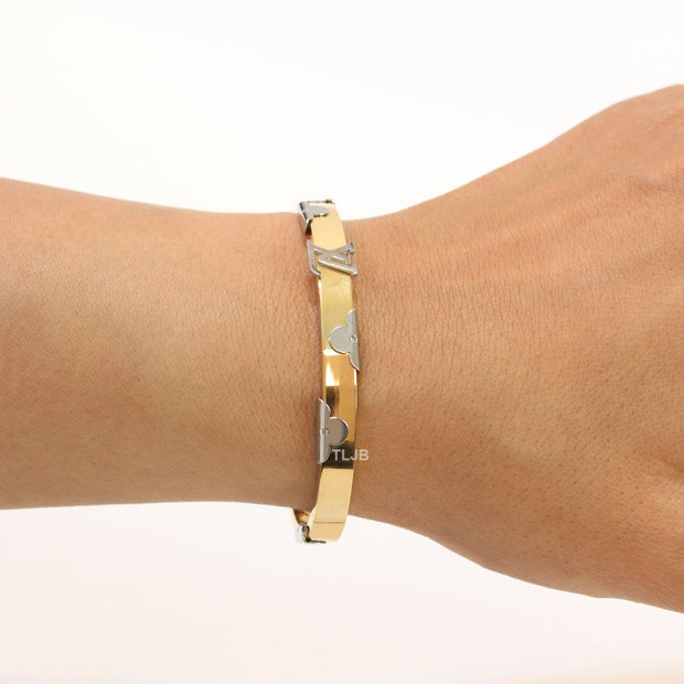 Alphabet L- platinum and gold bracelet