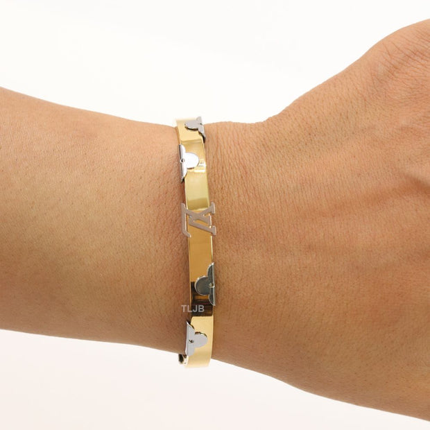 Alphabet L- platinum and gold bracelet