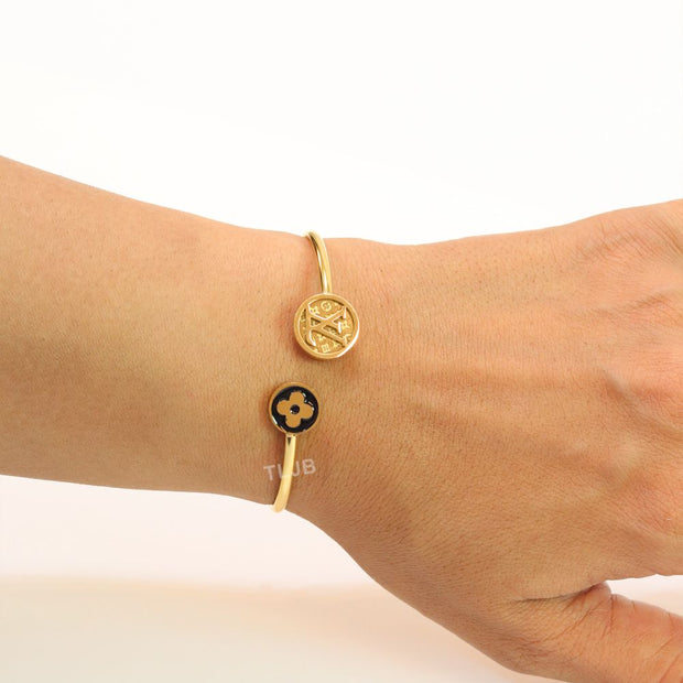 Alphabet L black & gold bracelet