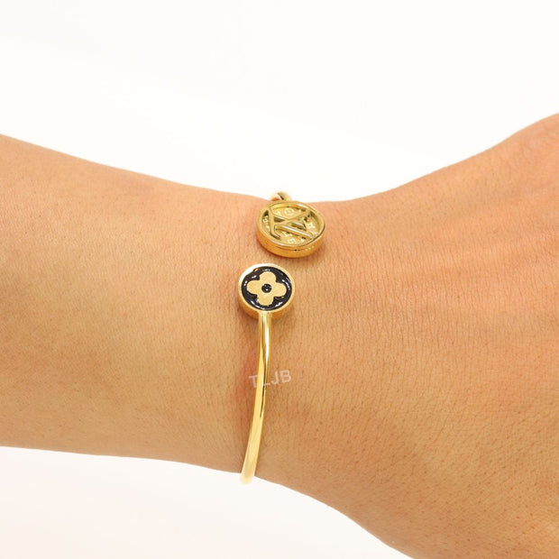 Alphabet L black & gold bracelet