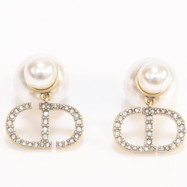 Alphabet CD dangling pearl studs with CZ