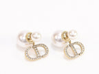 Alphabet CD dangling pearl studs with CZ