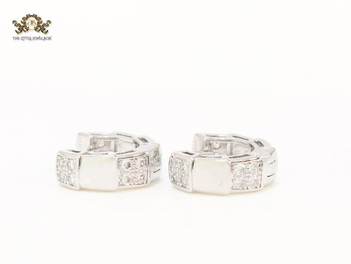 Cz and platinum small hoops