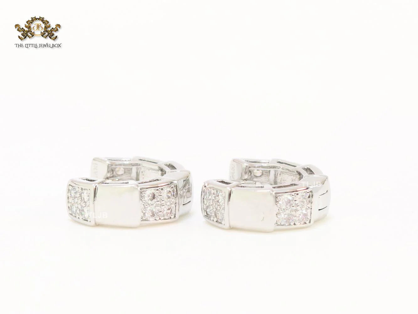 Cz and platinum small hoops