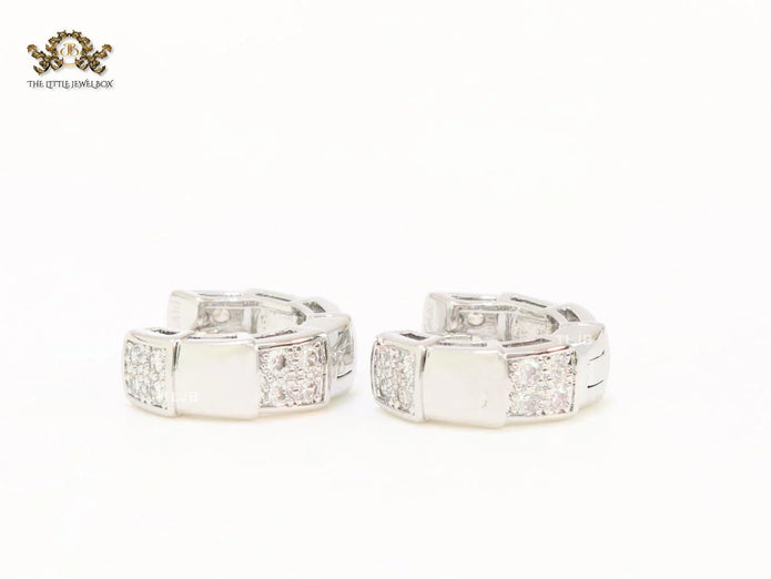 Cz and platinum small hoops