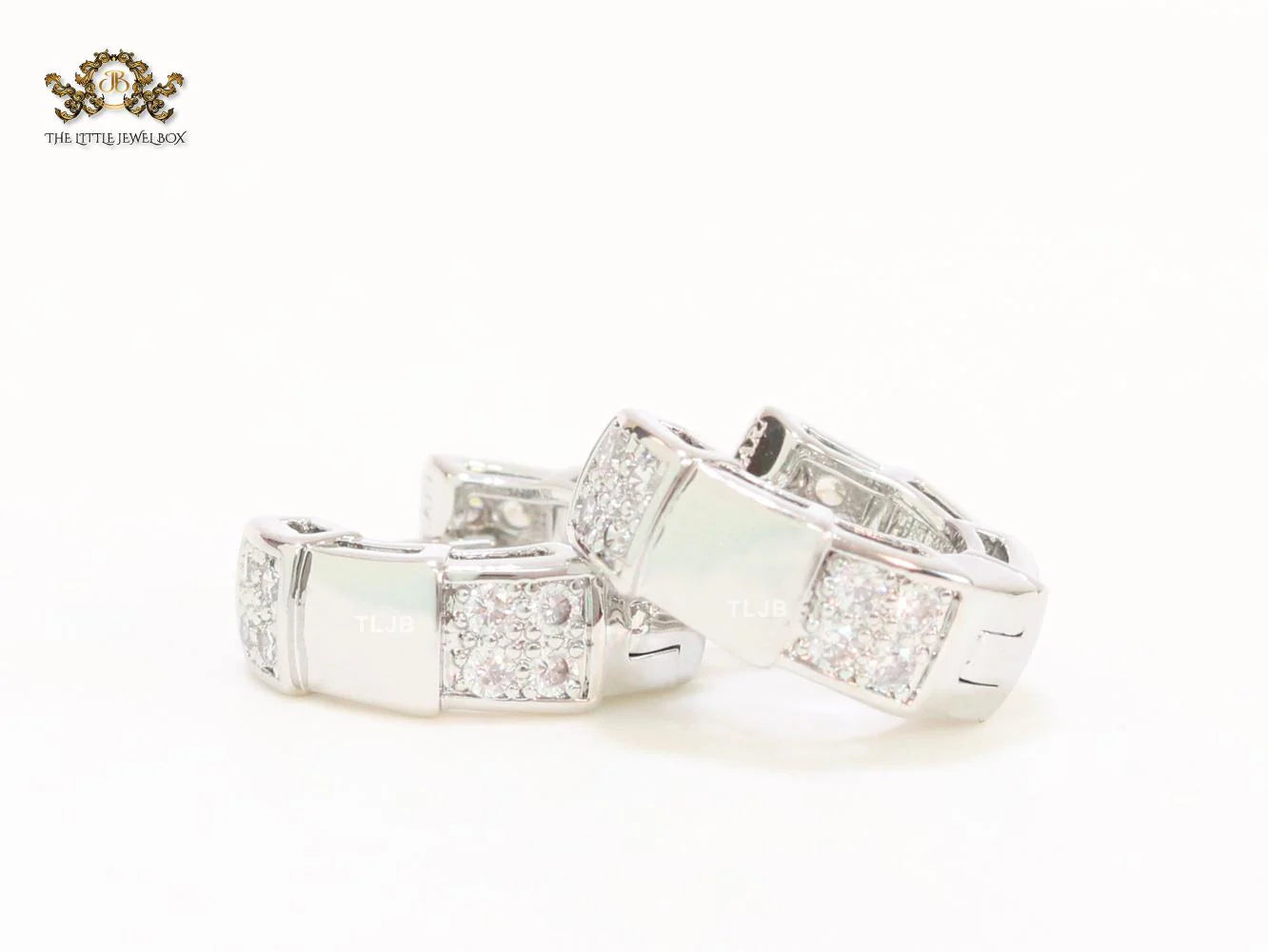 Cz and platinum small hoops