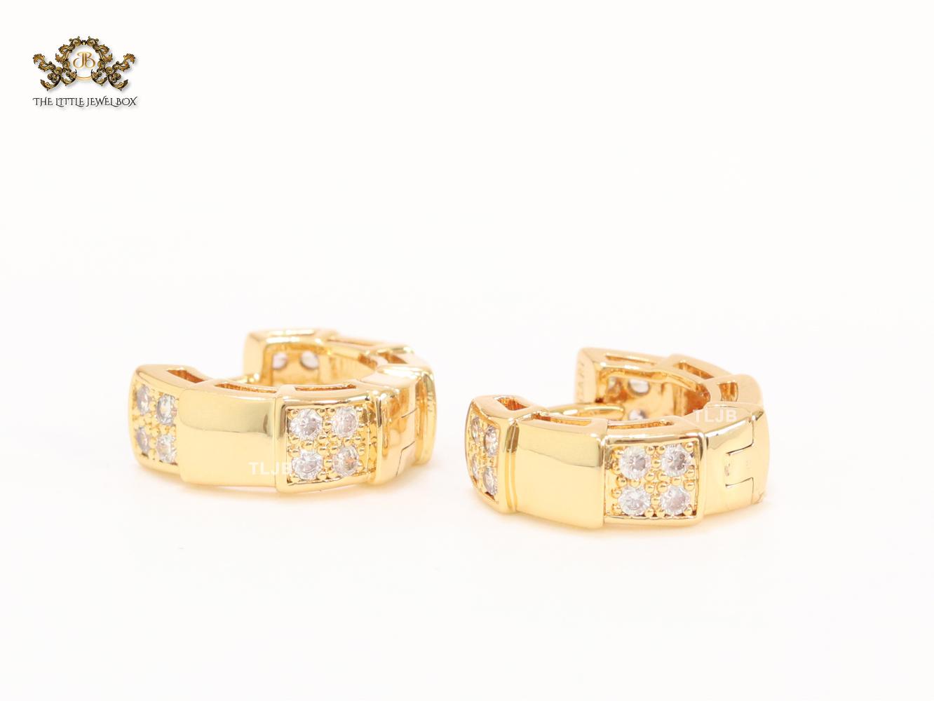Cz and gold small hoops