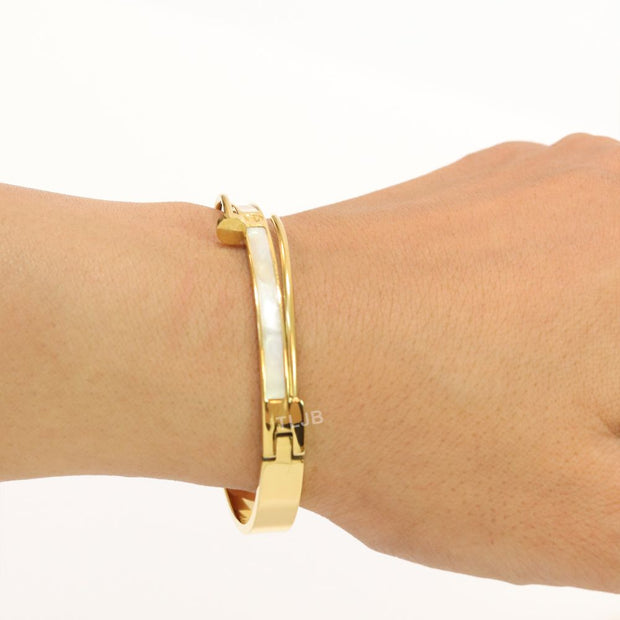White & gold sleek screw bracelet