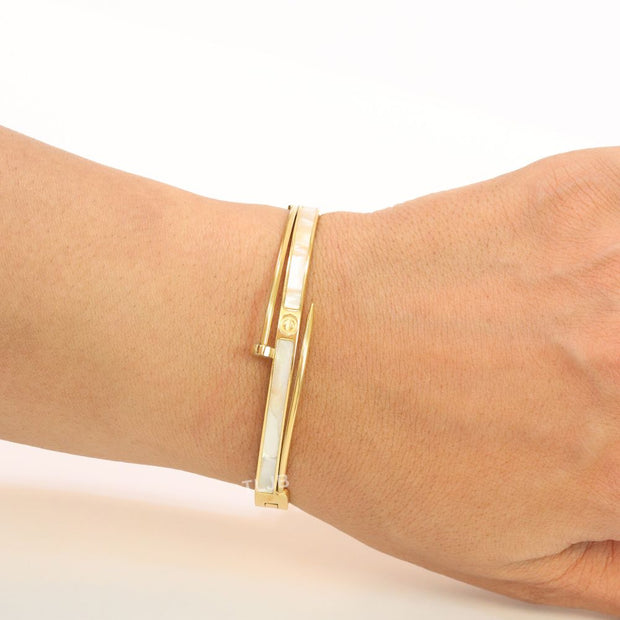 White & gold sleek screw bracelet