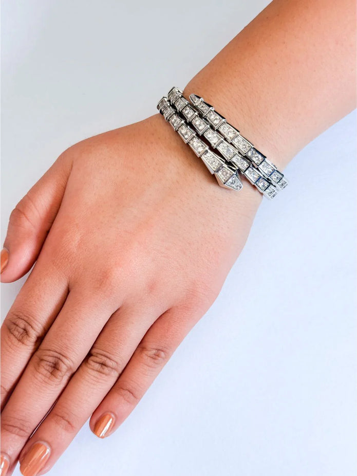 Silver CZ Serpent Tennis Bracelet
