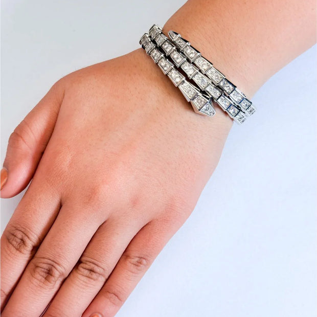 Silver CZ Serpent Tennis Bracelet