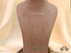 Gold plated chain with malachite stone clover pendant