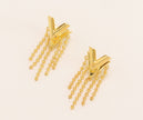 Alphabet v stud with dangles in gold finish